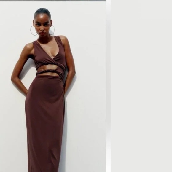 ZARA Twisted CUTOUT Bodycon DRESS NWOT Perfect for RESORT Size XS - Picture 6 of 12